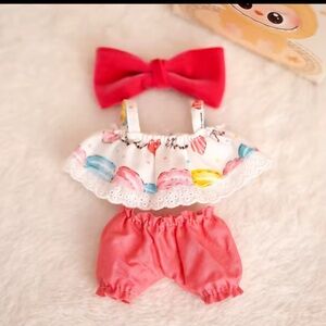 Colorful labubu summer vibes with Red Bow!! Clothes for labubu!